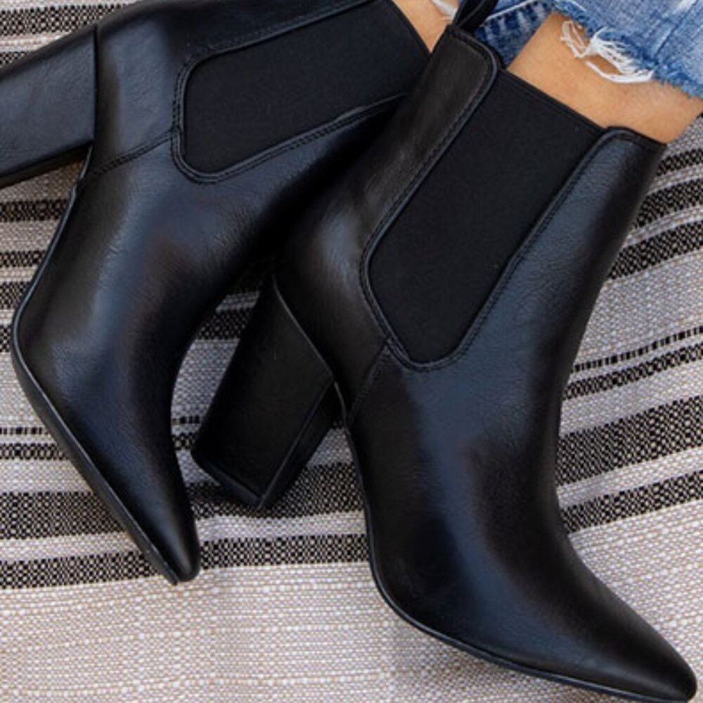 Black Leather Booties
